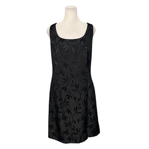 J.R. Nites Black Bamboo Print Sleeveless Cocktail Sheath Dress Size 10